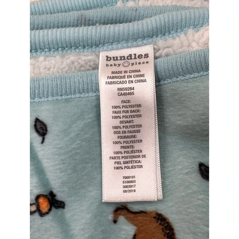 Bundles Baby‎ Place Blanket Bear Mushroom Blue Plush Sherpa Woodland Nursery